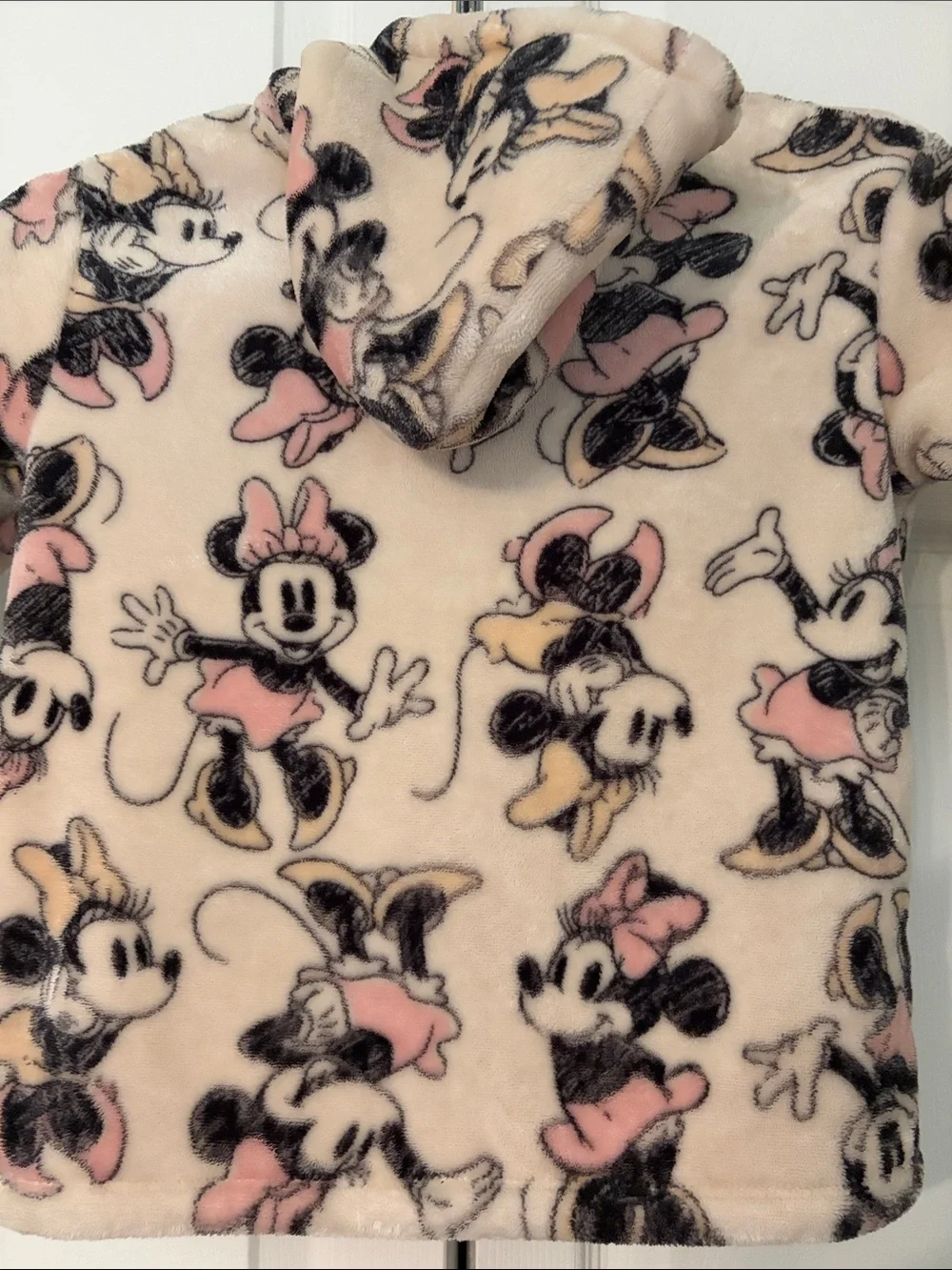 Disney Minnie Mouse Cream Fleece Lined Hoodie with Pink and Yellow Accents 3T
